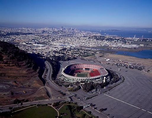 Candlestick Park in San Francisco, one of the sites featured in 'Around the Bay'. Image courtesy of the Library of Congress.