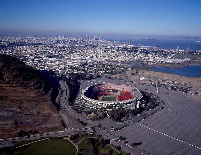 Candlestick Park in San Francisco, one of the sites featured in 'Around the Bay'. Image courtesy of the Library of Congress.