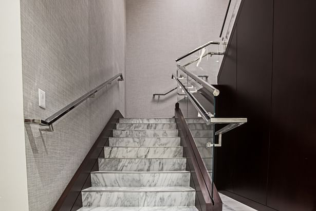 Glass railings were installed with a top mounted base shoe