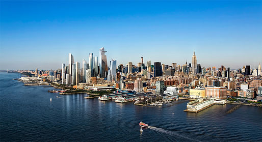 Approaching the Hudson Yards megaproject and its 10.4 million square feet of office space from the Hudson River. (Image: Hudson Yards)