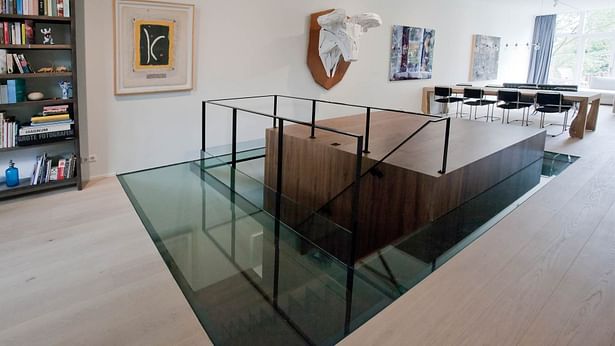wooden cube with glass floor - ground floor