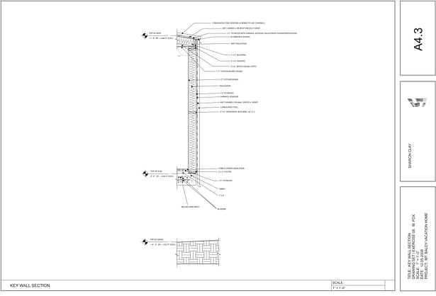 Construction documents: A4.3 Key wall section 