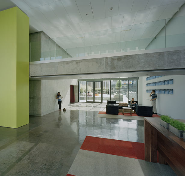 Residential lobby leading out to the pool area.