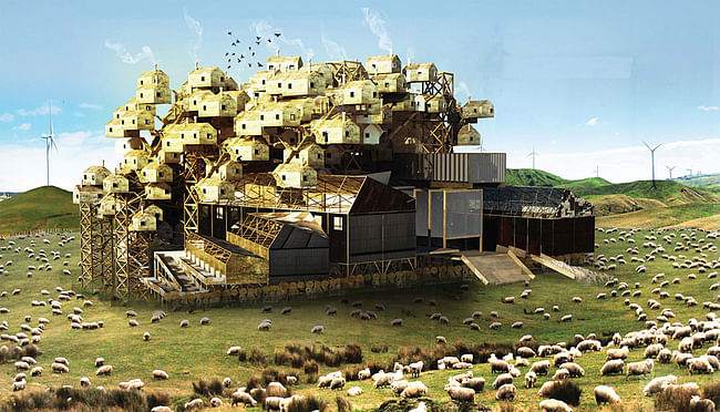 Detail from the competition-winning proposal 'Woolopolis' by Hannes Frykholm and Henry Stephens (Sweden/New Zealand)