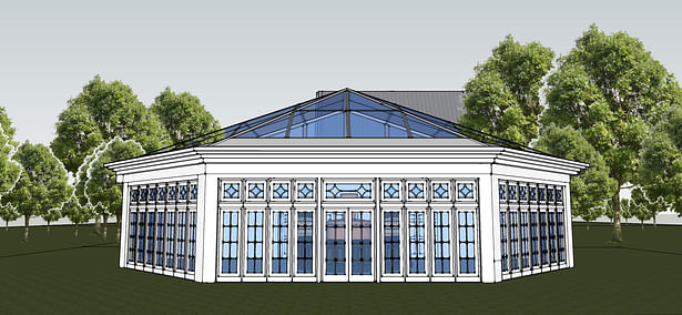 Rendering of new greenhouse visitor center (under construction)