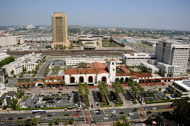 Aerial shot of Los Angeles Union Station (Photo: Gary Leonard)