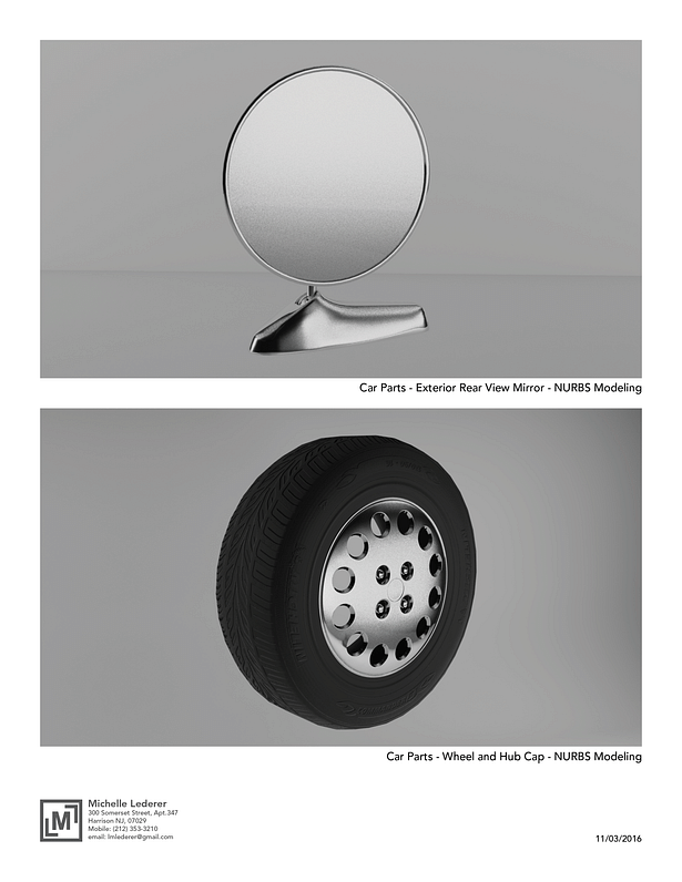 Car Parts. Exterior rear view mirror. Wheel and hub cap.