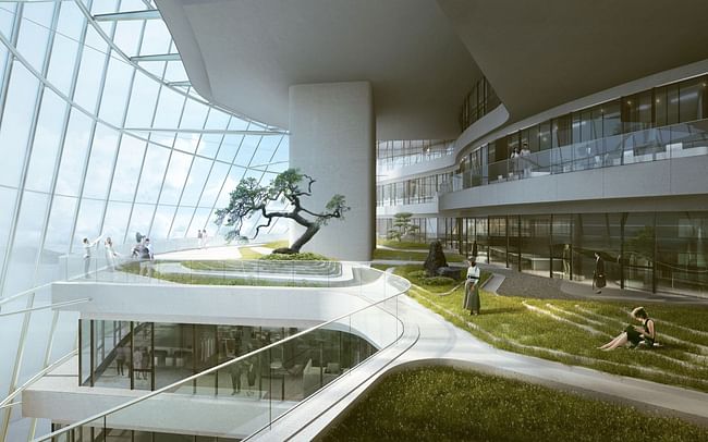 Green with energy: inside MAD's Xinhee Design Center. Image: MAD Architects