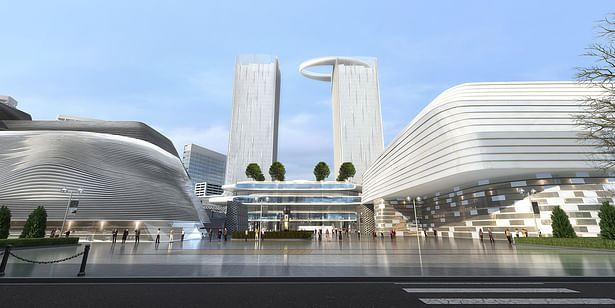 Yinzhou Avenue Plaza – the main entrance of the site and the transition space to Central Square
