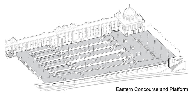 HASSELL + Herzog & de Meuron's winning entry: Eastern Concourse and Platform