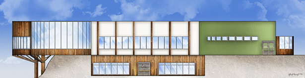 Lotus Wellness Community Exterior Elevation - East: AutoCAD, Adobe Photoshop