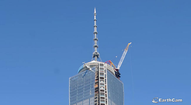 Screen shot of EarthCam's new One World Trade Center construction time-lapse video.