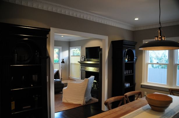 Restoring the fireplace surround, moulding and original hardwood floors kept that 'bungalow' feel.