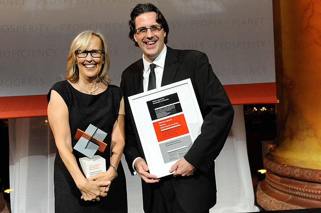 Winners of the Holcim Awards Bronze 2011 North America for “Energy and water efficient border control station, Van Buren, Maine, USA” (l-r): Julie Snow and Matthew Kreilich, Julie Snow Architects, Minneapolis, MN.