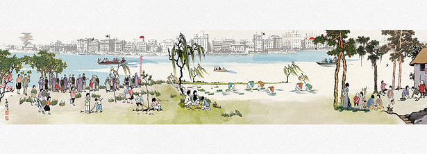 Historic scroll painting of Sanlin waterfront © TLS