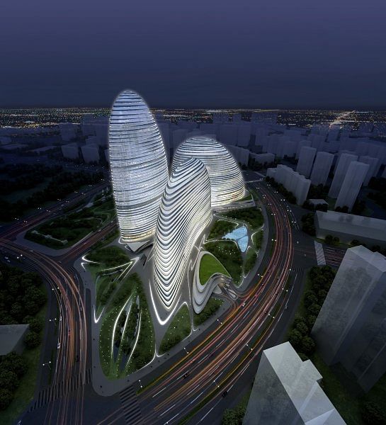 Wangjing SOHO in Beijing courtesy of Zaha Hadid Architects