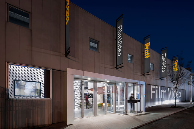 The exterior of Pratt Institute’s Film/Video Department Building, located on the Myrtle Avenue commercial strip in Clinton Hill, Brooklyn. Photo credit: Alexander Severin RAZUMMEDIA 