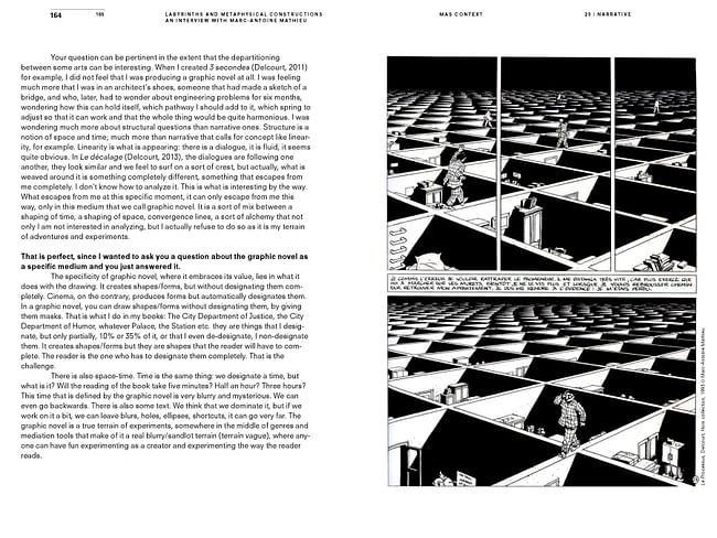 MAS Context Narrative. Labyrinths and Metaphysical Constructions: An Interview with Marc-Antonie Mathieu (spread) © MAS Context