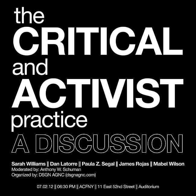 the Critical and Activist practice A Discussion via DSGN AGNC