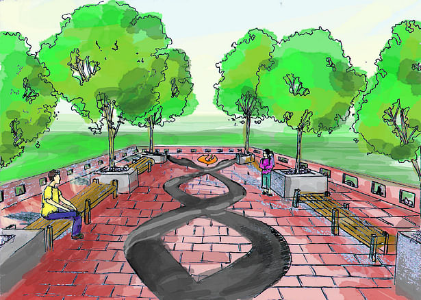 Memorial plaza design (drawn by R. Ham)