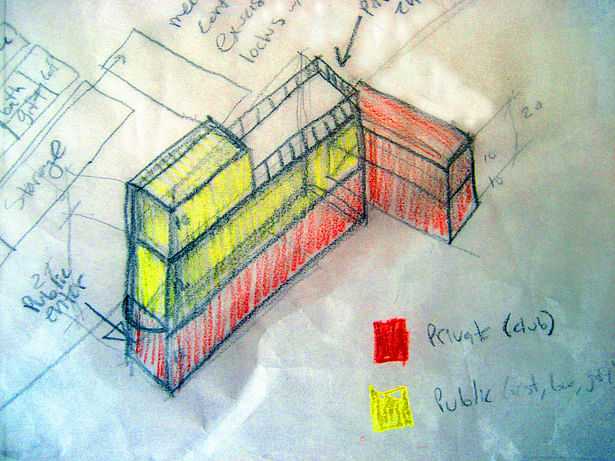 Sketch of a Rowing Club massing