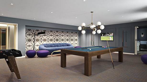 Proposed rendering of game room / lounge amenity