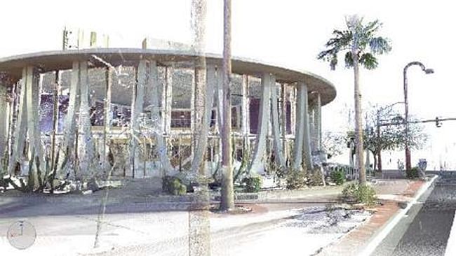 compiling a point cloud for architectural restoration of a googie style '60s bank via John Tocci