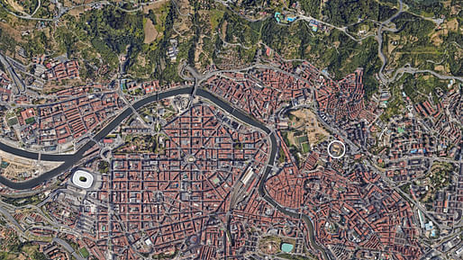 Sky view of the site location in Bilbao. Image courtesy of Landscape Architects.