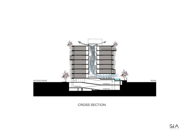Cross section, photograph by Somdoon Architects