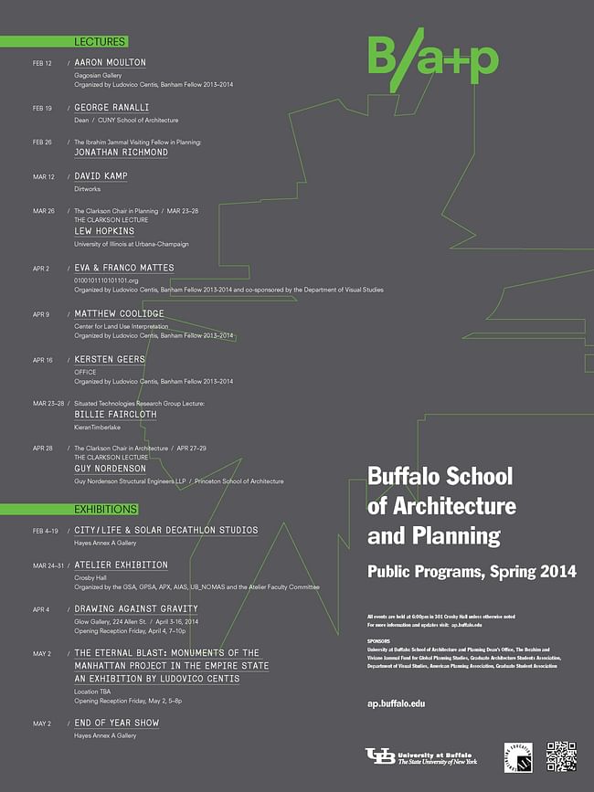 Spring '14 Events at University at Buffalo. Image courtesy of University at Buffalo School of Architecture and Planning.