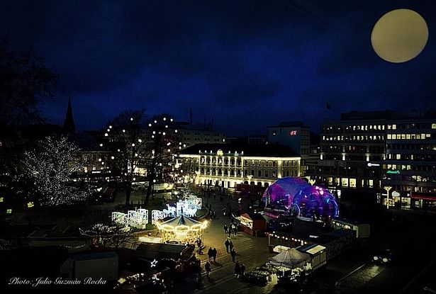 Polidomes event tents at night