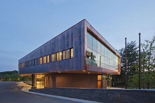 John W. Olver Transit Center, Zero Net Energy Building, by Charles Rose Architects, located in Greenfield, MA. Image: Charles Rose Architects. 