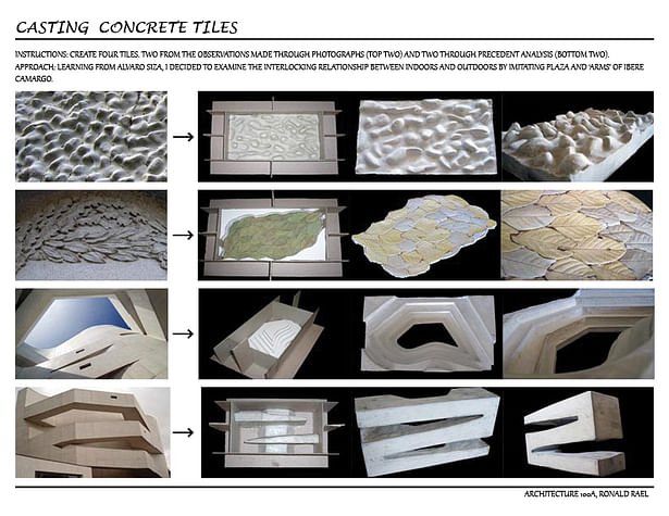 Concrete Tiles with their formworks and final tiles