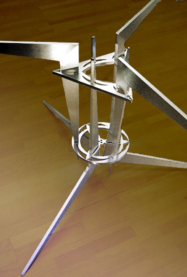 'knock down' dining table base-Interlocking waterjet cut aluminum.
