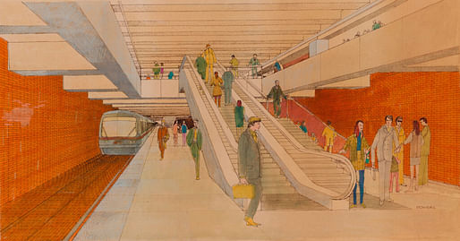 Downtown Berkeley station, c. 1973 by Tallie Maule.