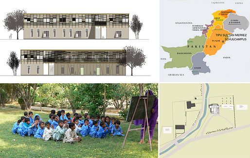 Holcim Gold Award: Locally-manufactured cob and bamboo school building, Jar Maulwi, Pakistan by Eike Roswag, Ziegert Roswag Seiler Architekten Ingenieure, Germany: Location of the earthen school on the existing TSM campus.