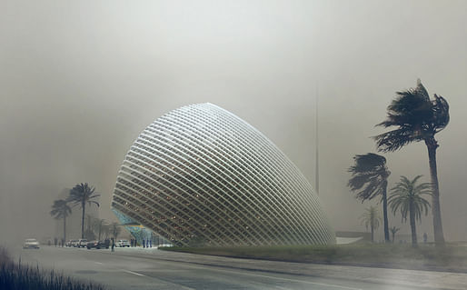 Dust storm rendering of Mario Cucinella Architects' new ARPT Headquarters (Image courtesy of Mario Cucinella Architects)