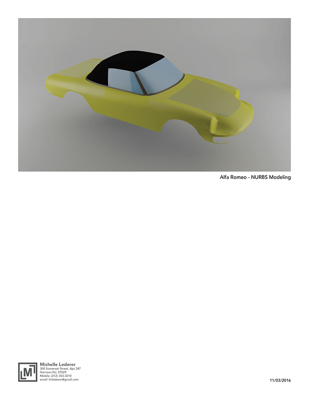 3D Model of car body. Demonstration of NURBS modeling proficiency.