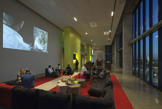 The ninth floor courtyard encourages social interaction among residents.