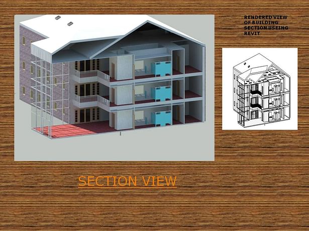 Half section of Commercial building to show interior elevations