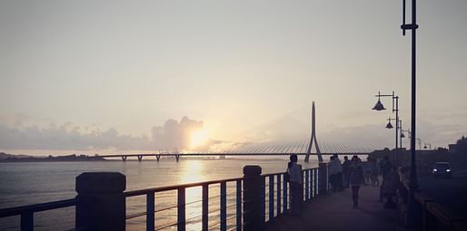 Danjiang Bridge by Zaha Hadid Architects, render by MIR.