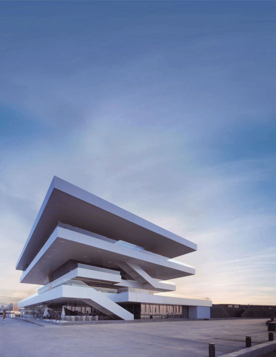 America’s Cup Building by David Chipperfield. Gif via '1 Week 1 Project'.