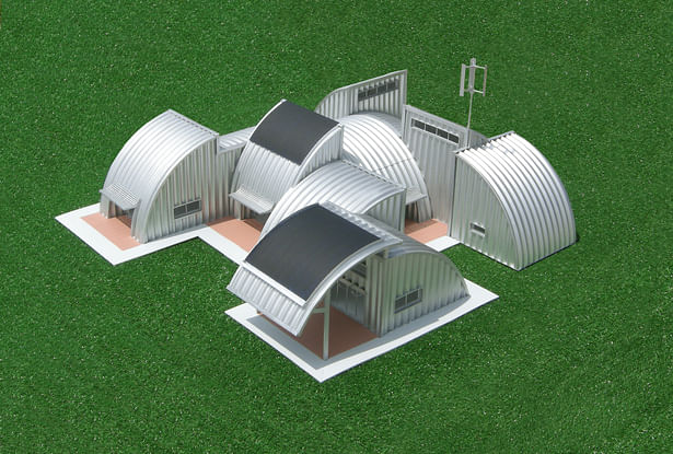The Homestead House, a modular, energy efficient building system made from steel agriculture components.