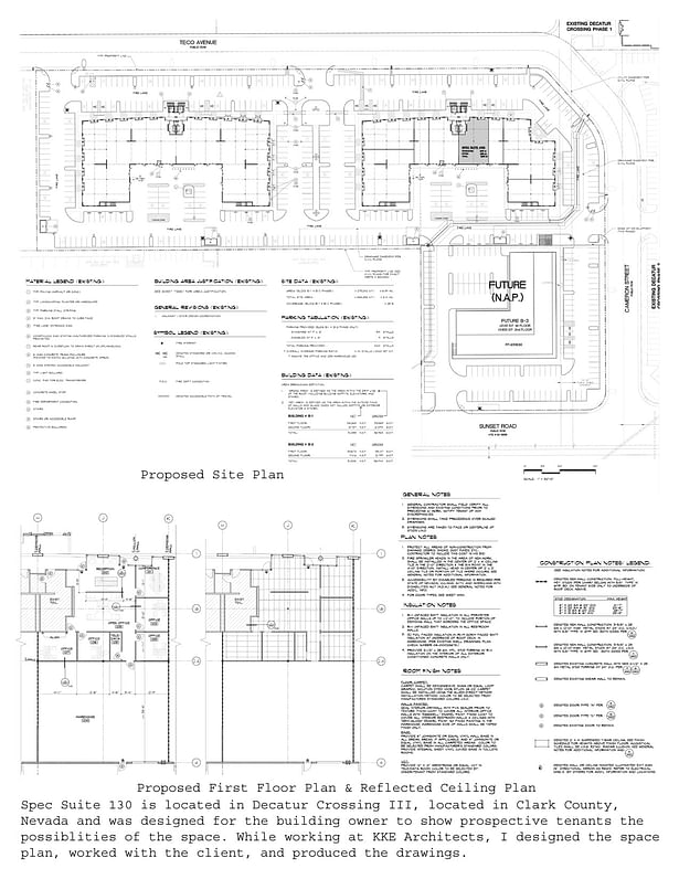 Site Plan, First Floor Plan, and Reflected Ceiling Plan