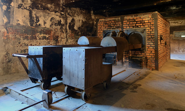 The crematorium at Auschwitz. Image via Wikipedia.