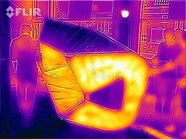 Infrared photo of warm side with cool panel @ face