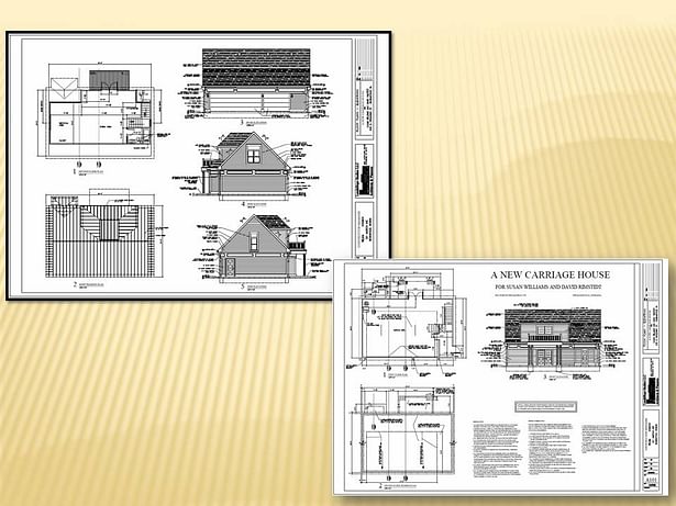 This shows some of the constuction documents for the house.