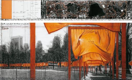 Гейтс (Проект для Центрального парка, Нью -Йорк) Рисунок 2003 года в двух частях. Собственность Фонда Кристо и Жанн-Клод. Часть выставки документации ворот. Фото: Андре Гроссманн © 2003 Фонд Кристо и Джинн-Клод Гейтс (Проект для Центрального парка, Нью -Йорк) Рисунок 2003 года в двух частях. Собственность Фонда Кристо и Жанн-Клод. Часть выставки документации ворот. Фото: Андре Гроссманн © 2003 Фонд Кристо и Джинн-Клод