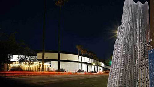 Latest LACMA rendering by Peter Zumthor with Gehry's 8 Spruce Street by kiminnyc. Image via la.curbed.com.