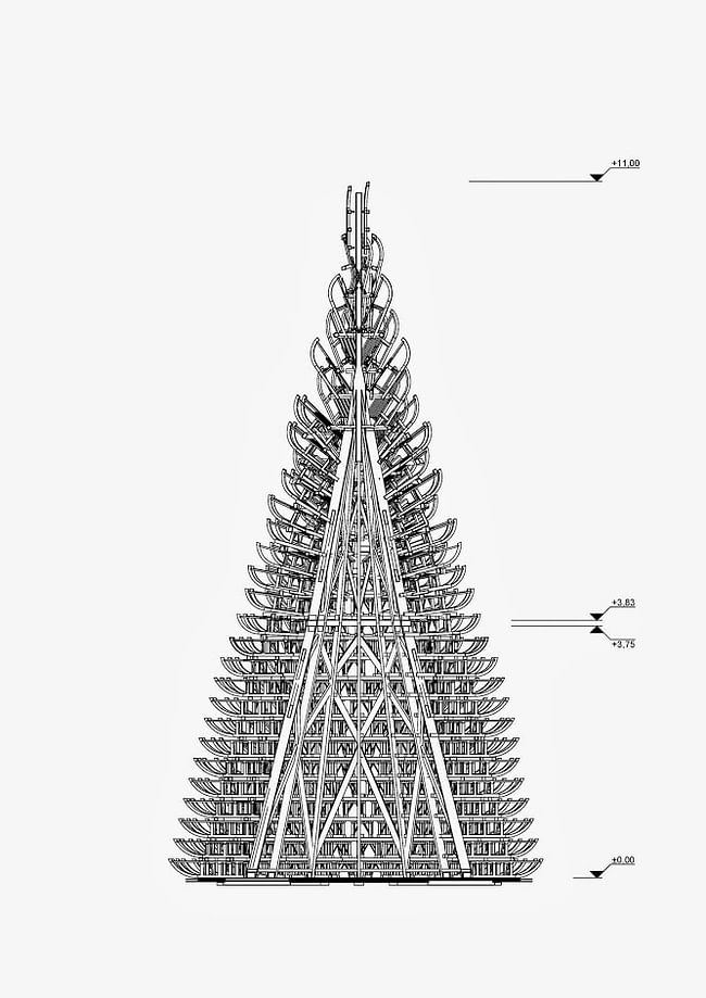 Drawing of Hello Wood's Christmas tree installation. Image: Hello Wood.